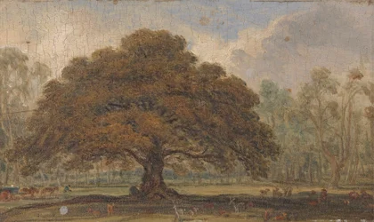 Paysage avec des cerfs sous 