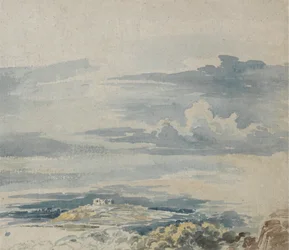 Paysage avec un château sur une colline