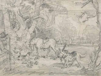 Le Poney de Chasse de Lord Southampton, avec Sailor, son Retriever, et Rover, son Épagneul