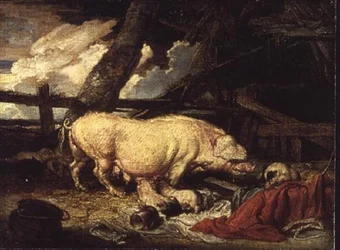 Cochons dans une porcherie