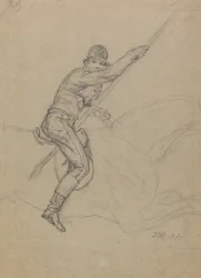 Sir Charles Blunt chassant le sanglier et échappant au tigre : une étude pour une série de quatre peintures réalisée en 1815