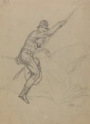 Sir Charles Blunt chassant le sanglier et échappant au tigre : étude pour l