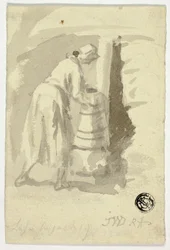 Femme près du poêle