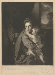 Caroline Curzon (née Colyear), Lady Scarsdale, et son fils, l
