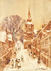 Scène de rue en hiver