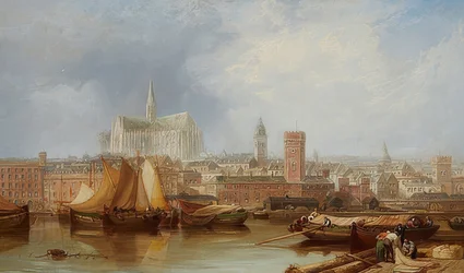 Vue de Cologne avec la cathédrale inachevée