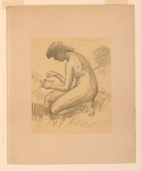 Femme nue accroupie