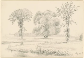 Paysage avec trois arbres