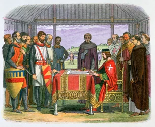 Illustration du roi Jean signant la Magna Carta