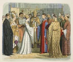 Mariage de Henri V et Catherine de France, 2 juin 1420, de A Chronicle of England BC 55 to AD 1485, pub. Londres, 1863
