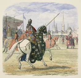 Richard II arrête le duel entre Hereford et Norfolk, de A Chronicle of England BC 55 to AD 1485, pub. Londres