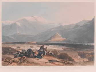 Vue de Bala Hissai et de la ville de Kaboul, avec les cantonnements britanniques depuis la colline de Ba Marco