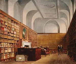 La bibliothèque du roi, Buckingham House, de The History of the Royal Residences, gravé par James Baily, par William Henry Pyne (1769-1843), 1819