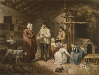 Vente de lapins, gravé par William Ward (1766-1826) 1796