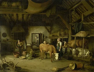 Intérieur paysan, vers 1830-1860 (huile sur toile)