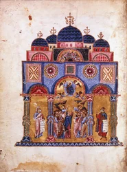 Illustration des Homélies sur la Vierge, manuscrit byzantin, XIIe siècle