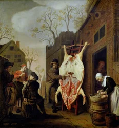 La boucherie (huile sur toile)