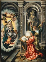 Saint Luc peint la Madone (peinture sur bois de chêne)