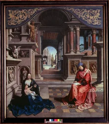 Saint Luc peignant la Madone. Peinture de Jan Gossaert dit Mabuse (1515)