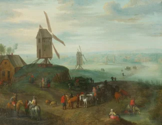 Paysage avec moulins à vent