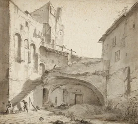 Cour envahie par la végétation d