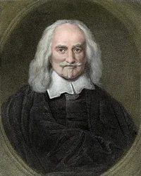 Portrait de Thomas Hobbes (1588-1679) philosophe anglais. Gravure en couleur du XIXe siècle