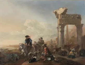 Jan Baptist Weenix / "Chasseurs près des ruines", 1648