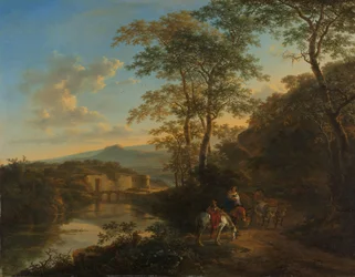 Paysage italien avec le Ponte Lucano sur la rivière Aniene