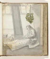 Homme avec un livre devant la fenêtre