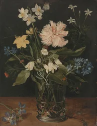 Nature morte avec des fleurs dans un verre