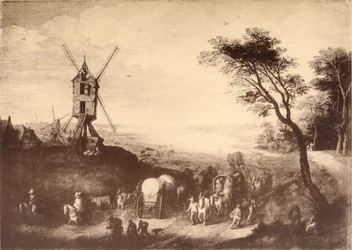 Paysage avec moulin à vent
