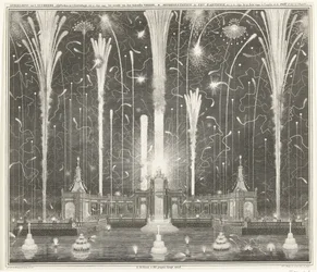 Vuurwerk te Den Haag voor de Vrede van Aken, 1749