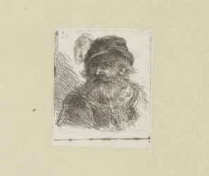 Homme barbu avec un chapeau à plumes