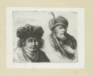 Deux hommes avec chapeau et turban (Oeuvre Complette des Eaux Fortes par Jean Chalon)
