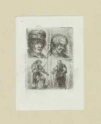 Quatre hommes (The Compleat Work of Etchings by John Chalon)