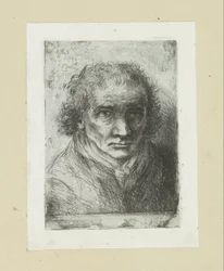 Homme adulte avec une écharpe (The Compleat Work of Etchings by John Chalon)