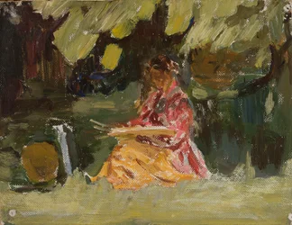 La peintre Katarzyna Wachter au travail