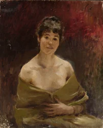 Étude de modèle dans une draperie verte