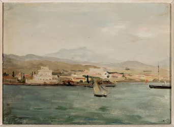 Vue du port de Salonique. Du voyage en Palestine