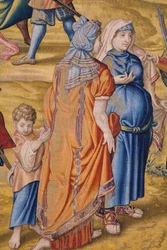 Série La Conquête de Tunis : Le pillage de Tunis. Modèle Jan Cornelisz Vermeyen. Atelier Willem de Pannemaker, Bruxelles. Vers 1545. (détail)