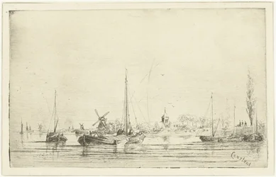 Vue de rivière avec clocher