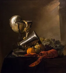 Nature morte à la coupe Nautilus et au homard