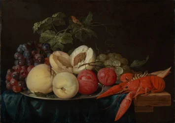 Nature morte avec des fruits et un homard