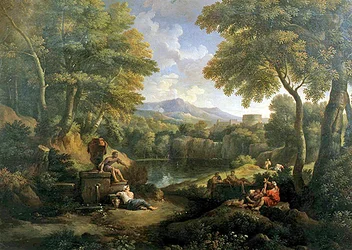 Paysage avec figures à un puits