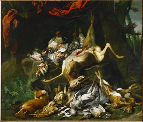 Nature morte de gibier abondant (peinture sur toile)