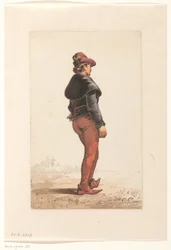 Lansquenet debout en costume bourguignon, de dos
