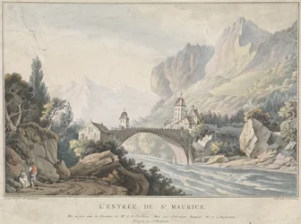 Vue du pont de Saint Maurice en Suisse