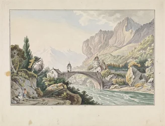 Vue du pont de Saint Maurice en Suisse