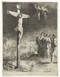 Christ en croix avec Marie et Jean en deuil