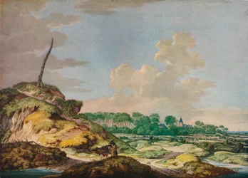 Paysage avec chasseur et vue lointaine de Middleburg